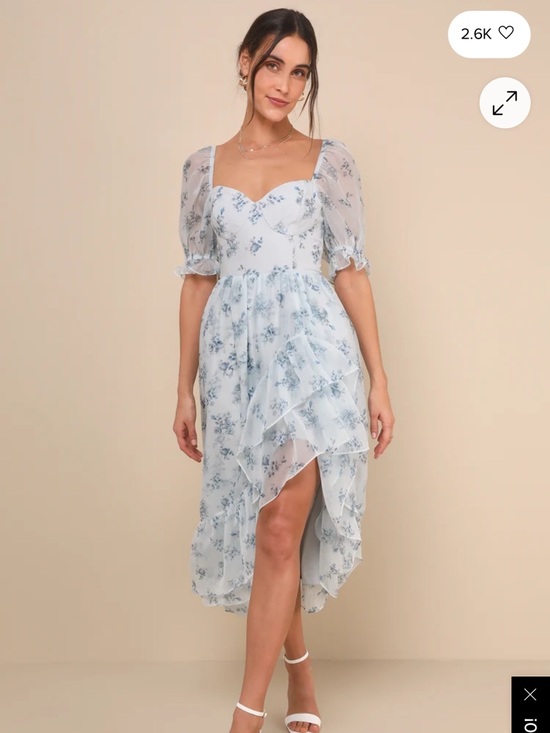 Lulus Dresses & Skirts - New With Tag Luxe Brilliance Light Blue Floral Organza Floral Midi Dress